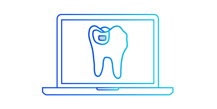 illustrated tooth on laptop
