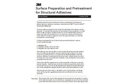 Image of first page of technical bulletin “Surface Preparation and Pretreatment for Structural Adhesives”