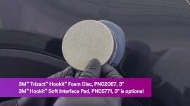 Hookit Foam Abrasive Disc being attached to dual action sander
