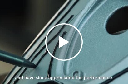 Video still showing 3M™ Scotch-Weld™ Structural Adhesive DP490 being applied to a motorbike component