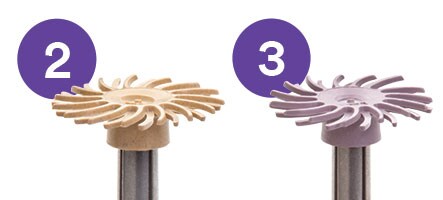 Step 2: Sof-Lex™ Pre-Polishing Spiral Step 3: Sof-Lex™ Diamond Polishing Spiral
