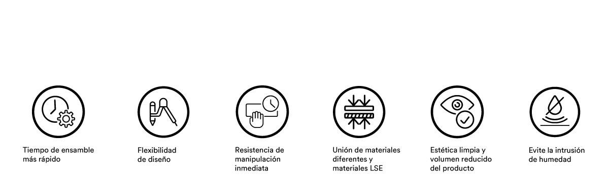 Icons showing benefits of Double Sided Tape with clickable hotspots to learn more details
