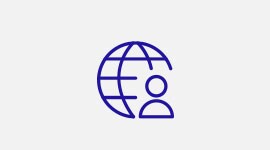 Graphic of a person in front of a globe