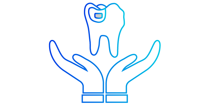 illustrated tooth floating above two hands
