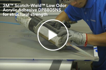 Still shot from a video about how 3M structural adhesives (a liquid and a tape) helped MG McGrath increase throughput