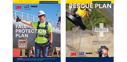 Covers of sample fall protection plan and fall protection rescue plan documents
