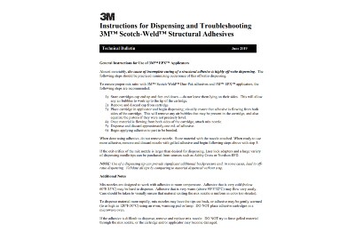 Image of technical bulletin “Instructions for Dispensing and Troubleshooting 3M™ Scotch-Weld™ Structural Adhesives”