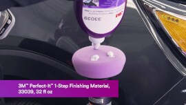 Finishing material being applied to pad
