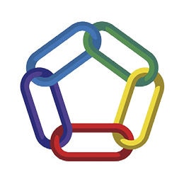 Logotipo de la Garantía 3M MC para Tráfico que muestra un pentágono compuesto por eslabones de diferentes colores.